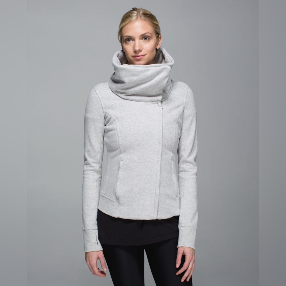 lululemon athletica Light Gray Cowl Neck Sweater Jacket